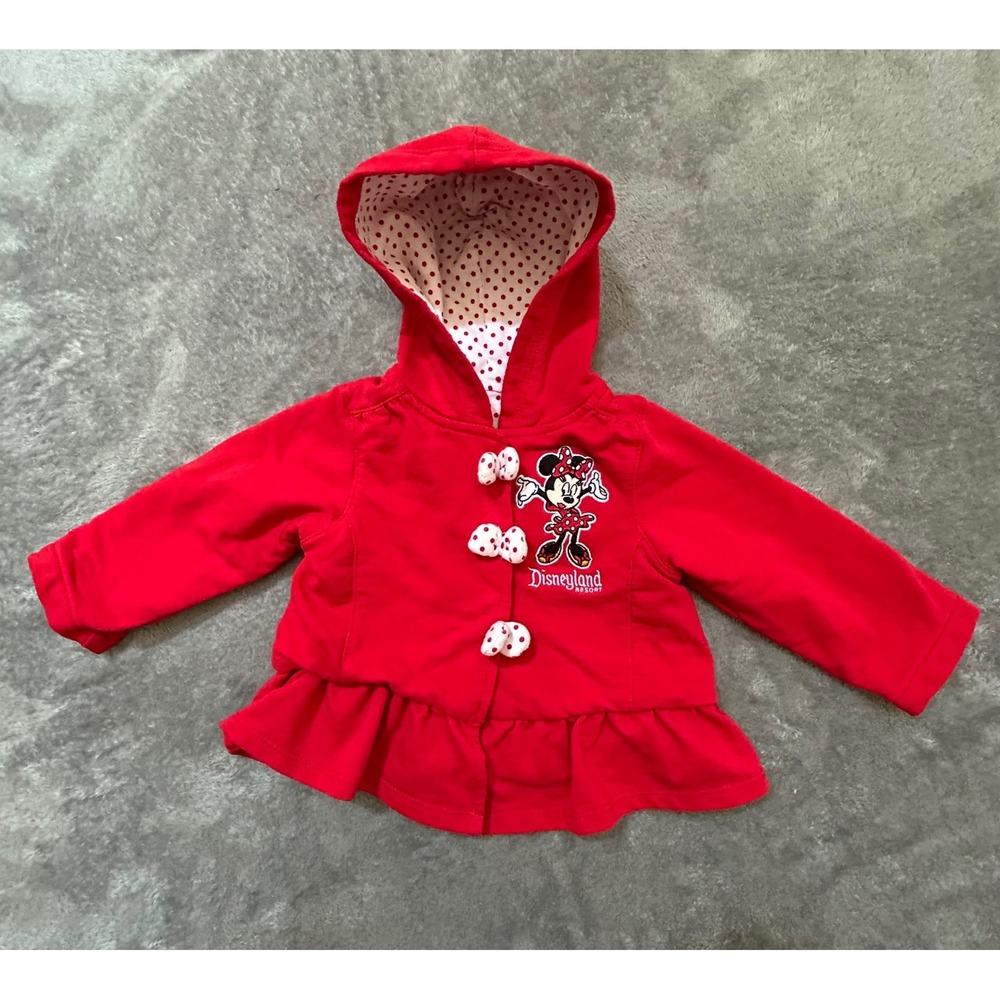 Disney Parks Baby Minnie Mouse Hoodie Jacket 6M Red Ruffle Disneyland Resort